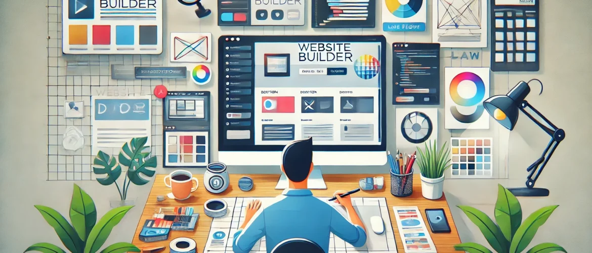 DALL·E 2024-08-29 22.17.48 - An illustration of a person creating a website for a business, with no text on the screen or anywhere in the image. Show a designer or developer worki